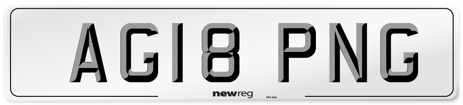 AG18 PNG Number Plate from New Reg